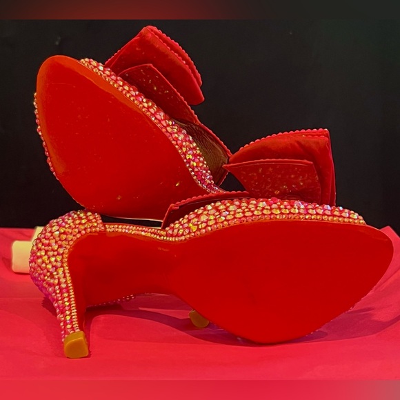 Christian Louboutin Barbie Pink Swarovski Crystal Rhinestone Ribbon Heels 36 🎀 - Picture 12 of 12